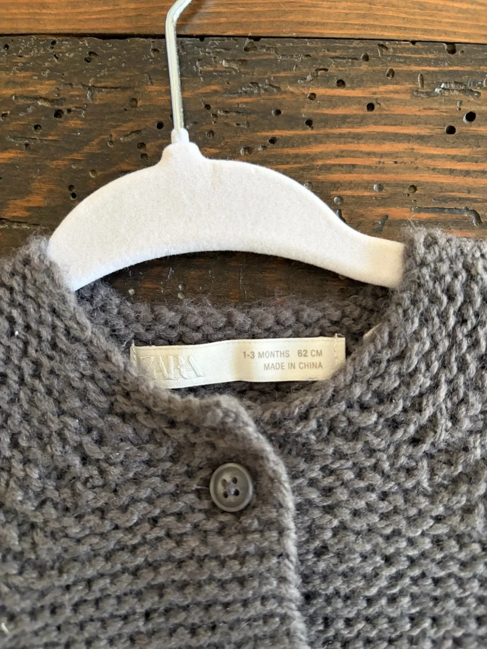Zara Gray Knit Button-Front Baby Cardigan